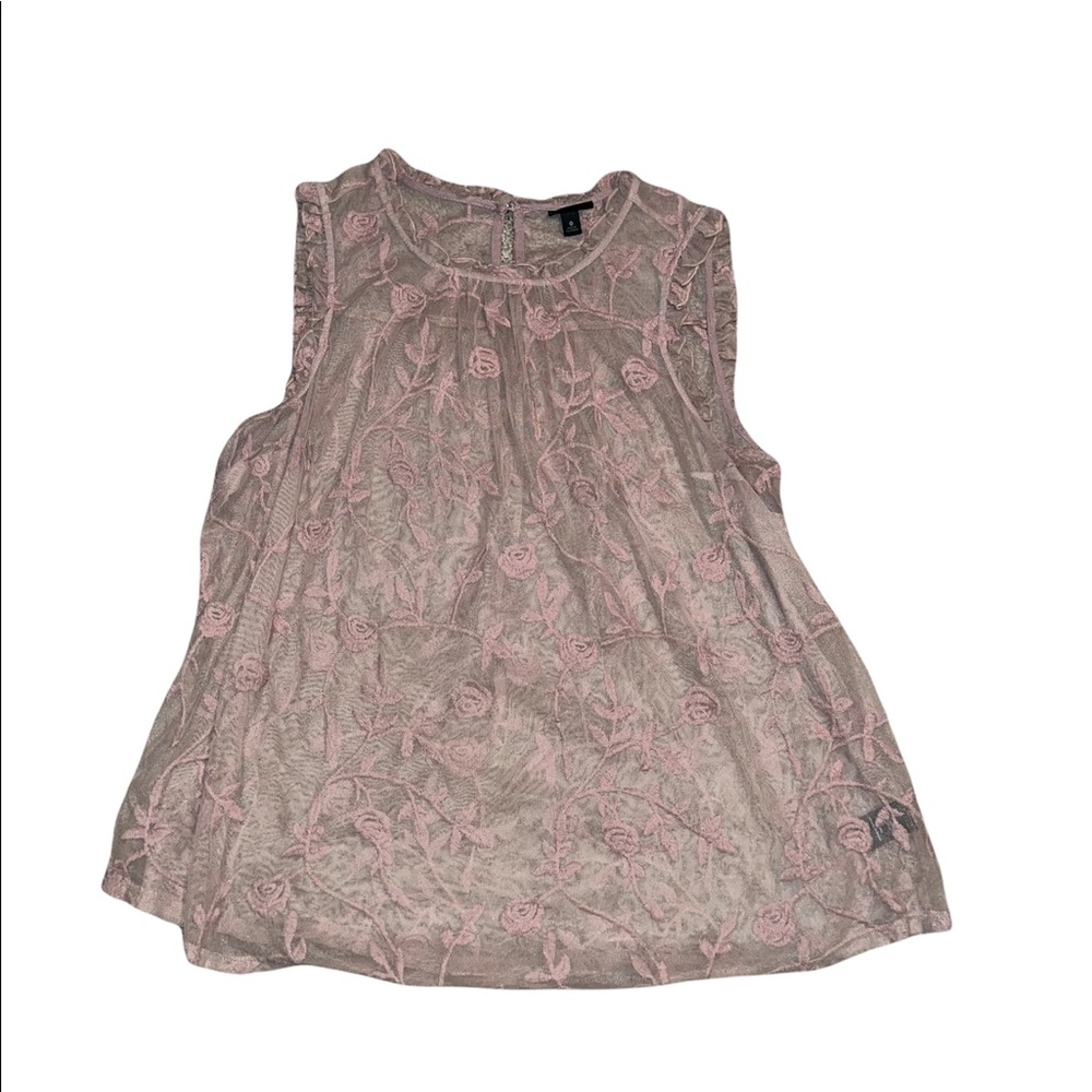 Torrid- Embroidered Mesh Ruffle Sleeveless Blouse